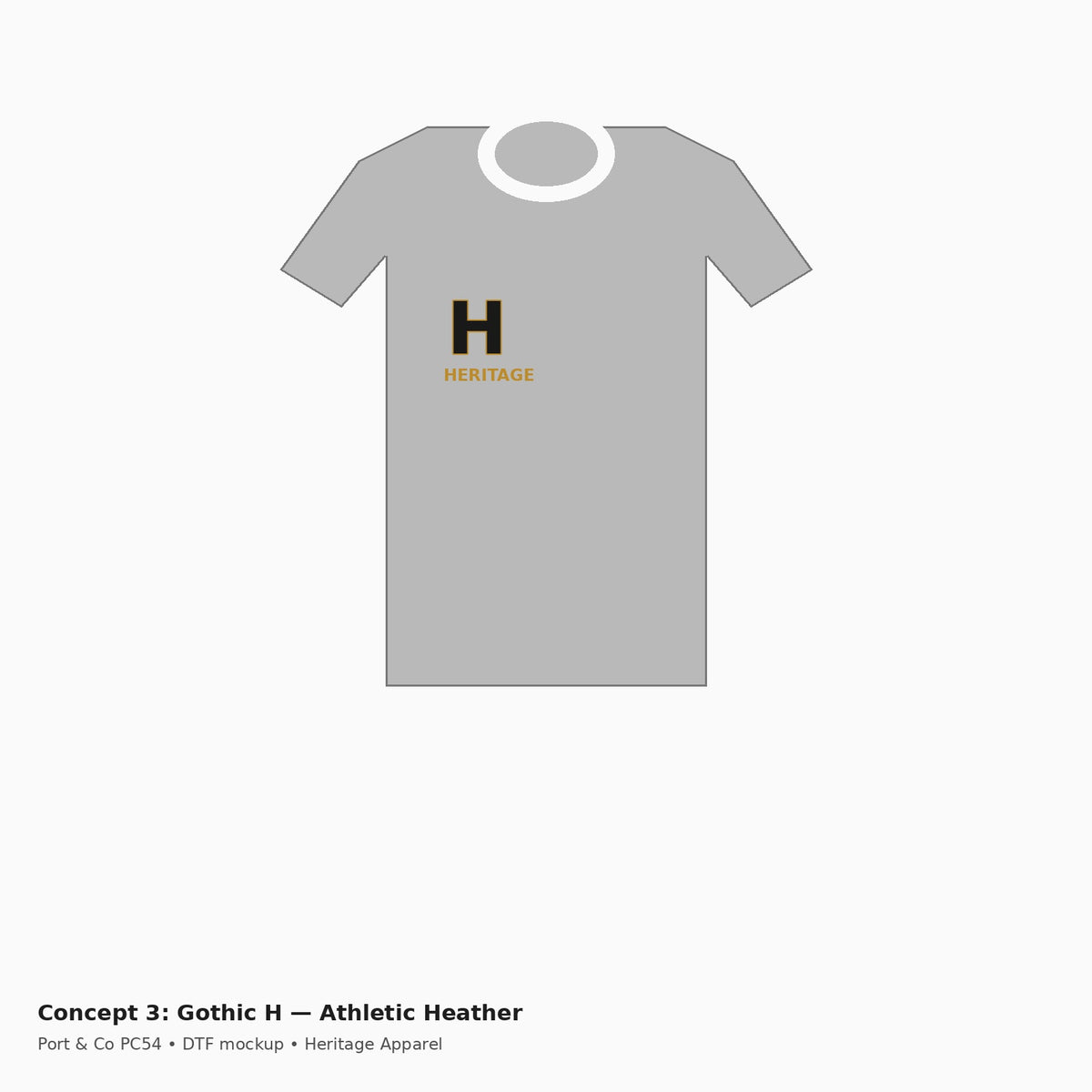Heritage Gothic H PC54 Tee — Athletic Heather