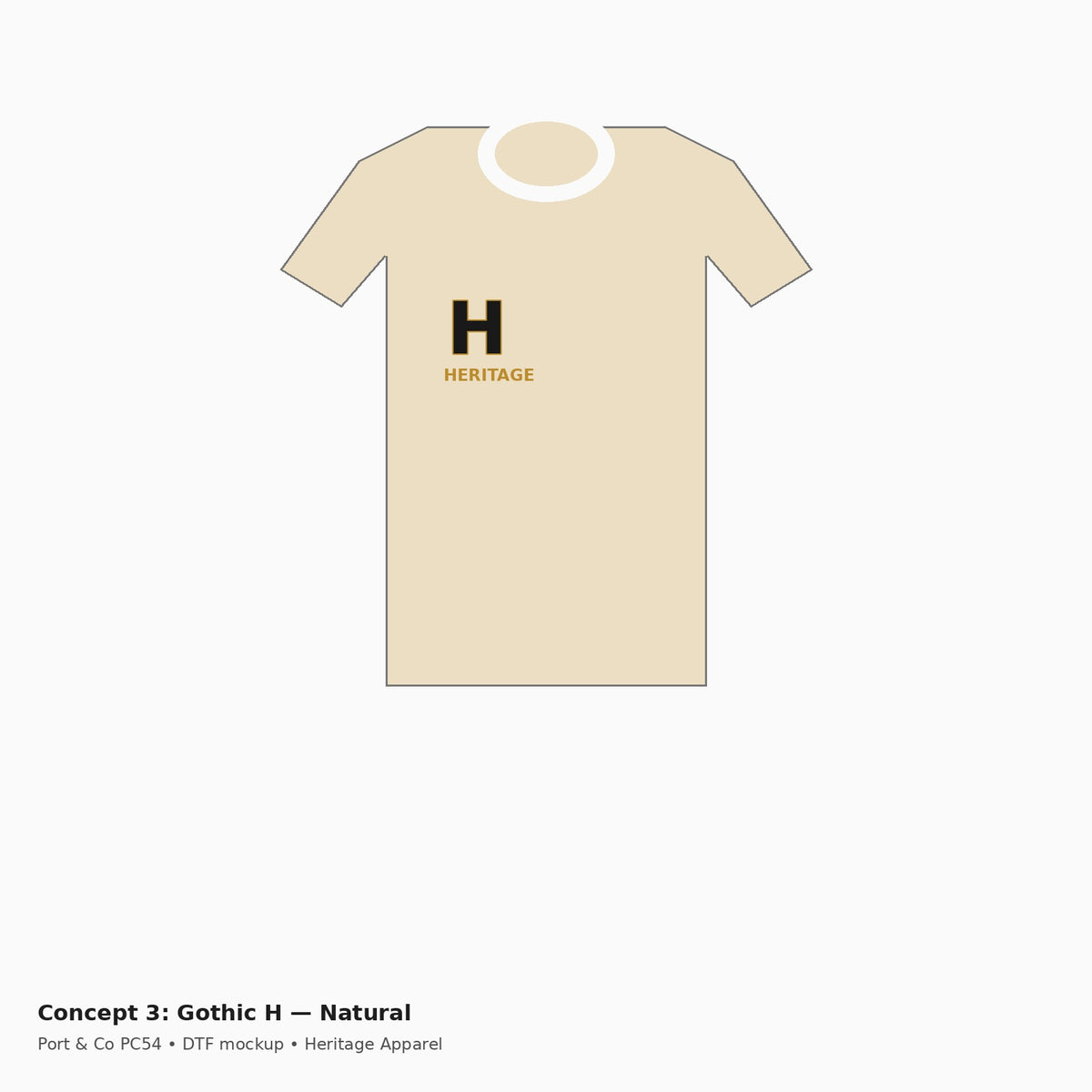 Heritage Gothic H PC54 Tee — Natural