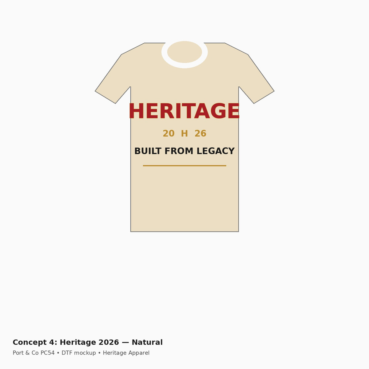 Heritage 2026 PC54 Tee — Natural