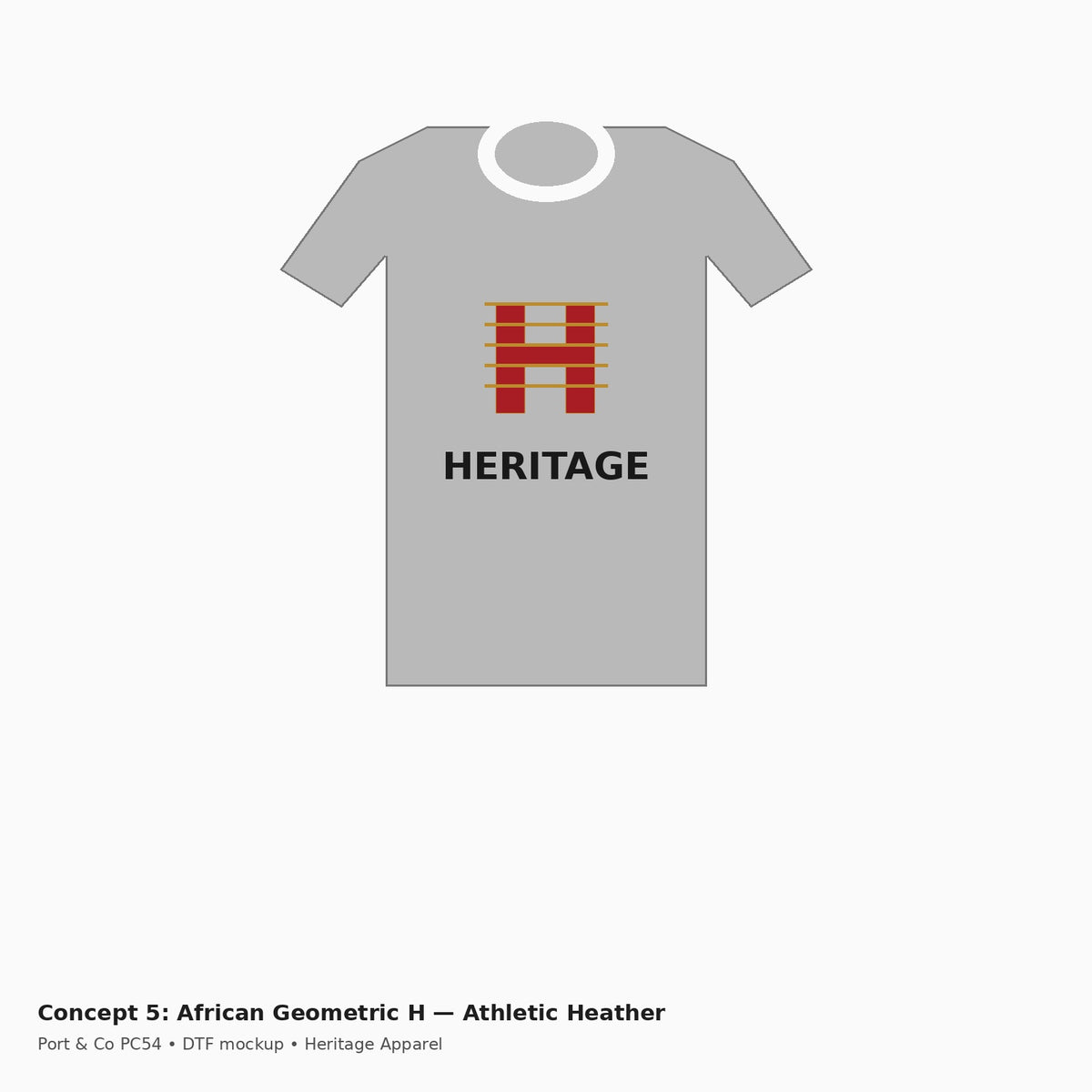 Heritage African Geometric H PC54 Tee — Athletic Heather