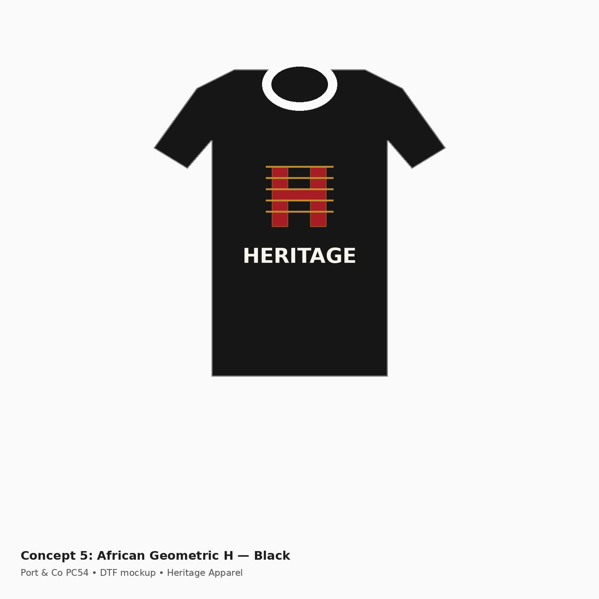 Heritage African Geometric H PC54 Tee — Black