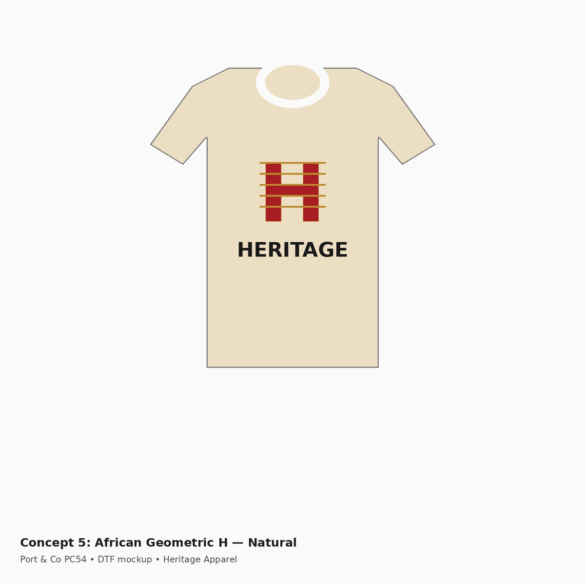 Heritage African Geometric H PC54 Tee — Natural