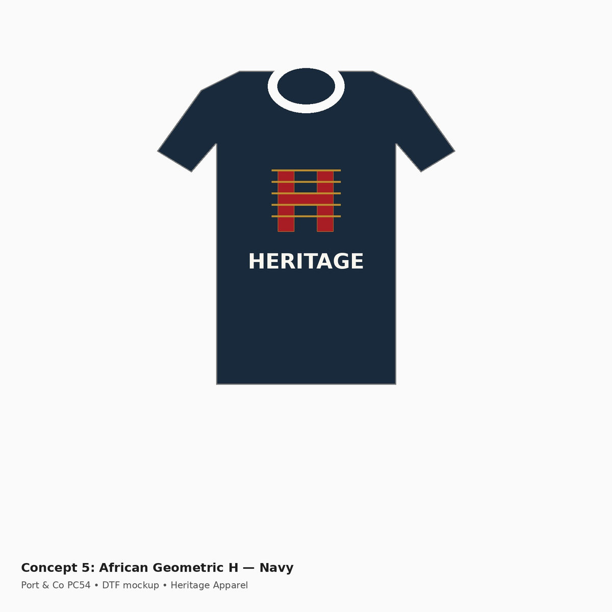 Heritage African Geometric H PC54 Tee — Navy