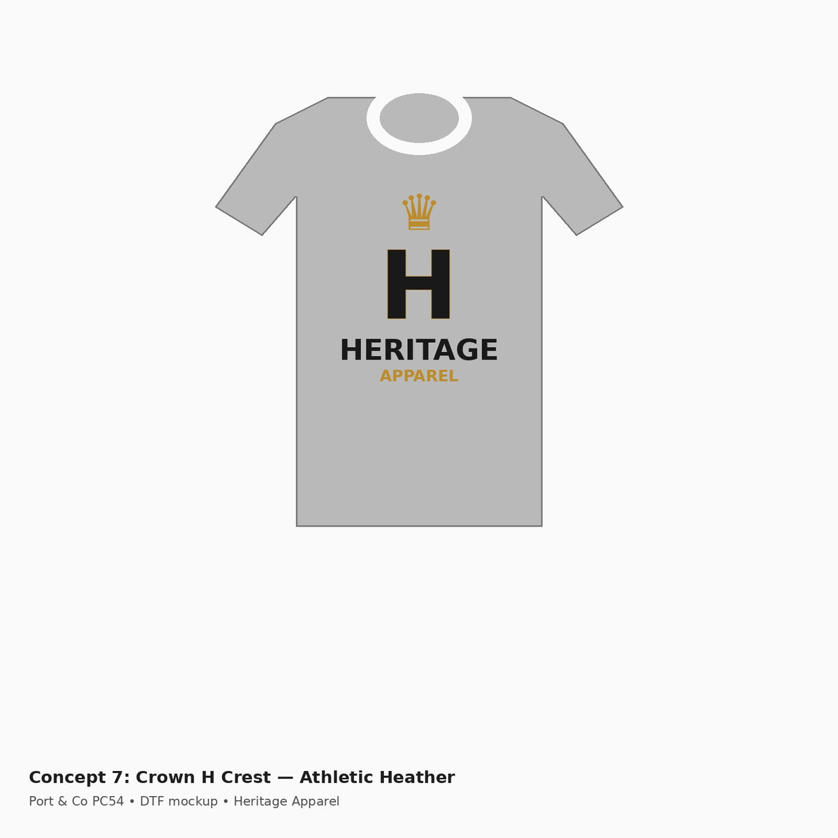 Heritage Crown H Crest PC54 Tee — Athletic Heather