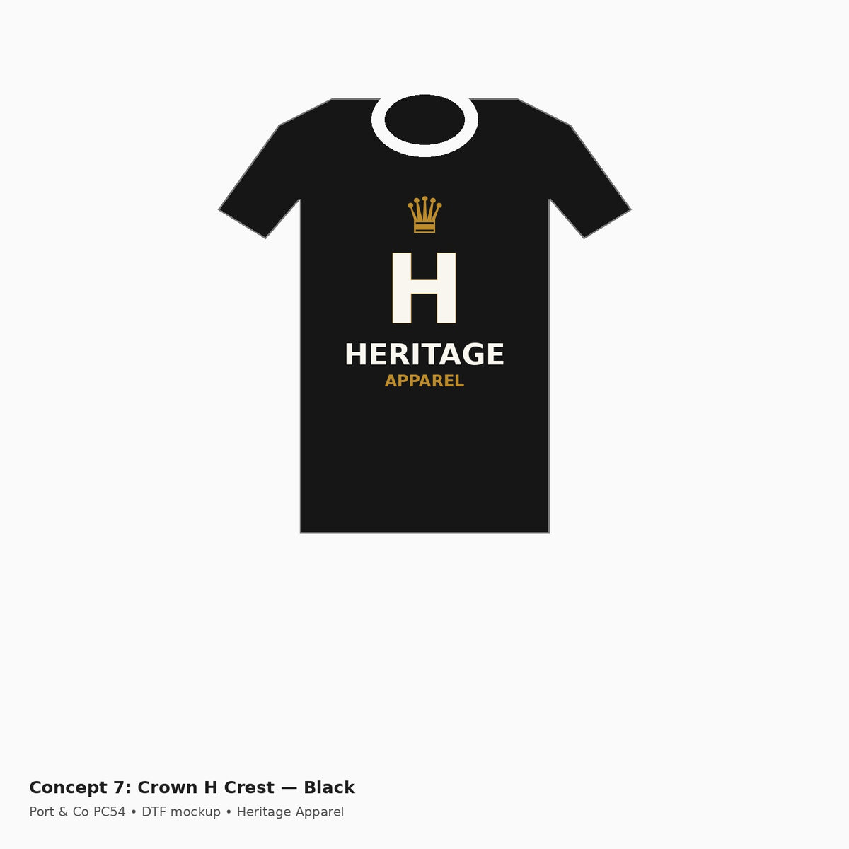 Heritage Crown H Crest PC54 Tee — Black