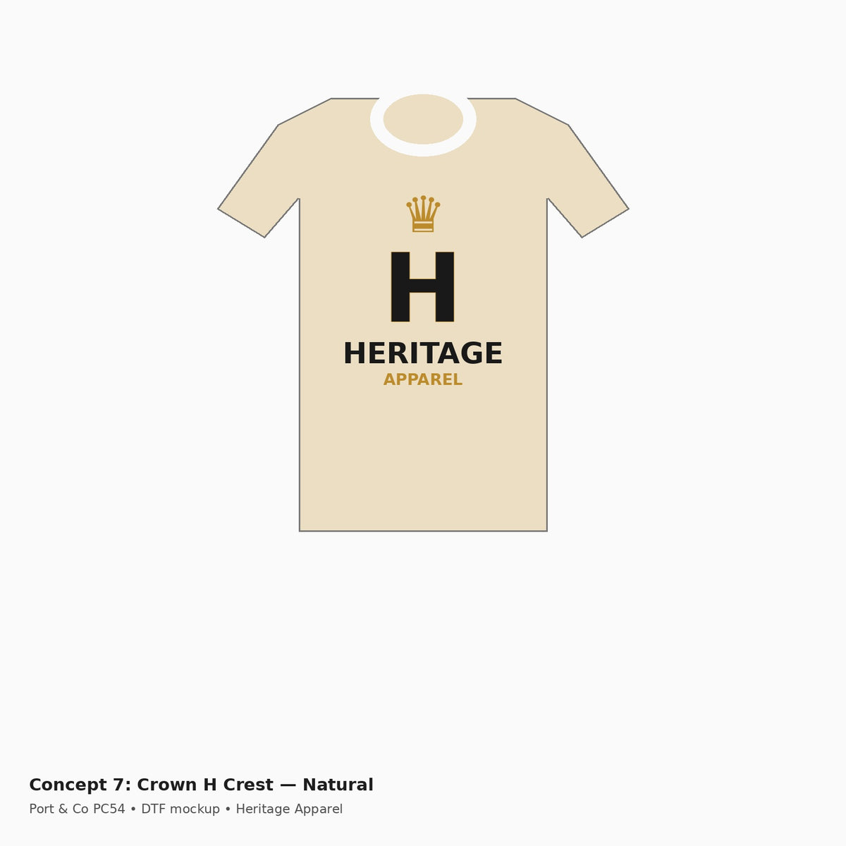Heritage Crown H Crest PC54 Tee — Natural