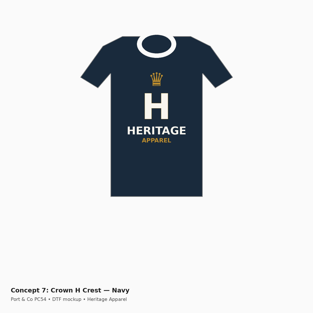 Heritage Crown H Crest PC54 Tee — Navy