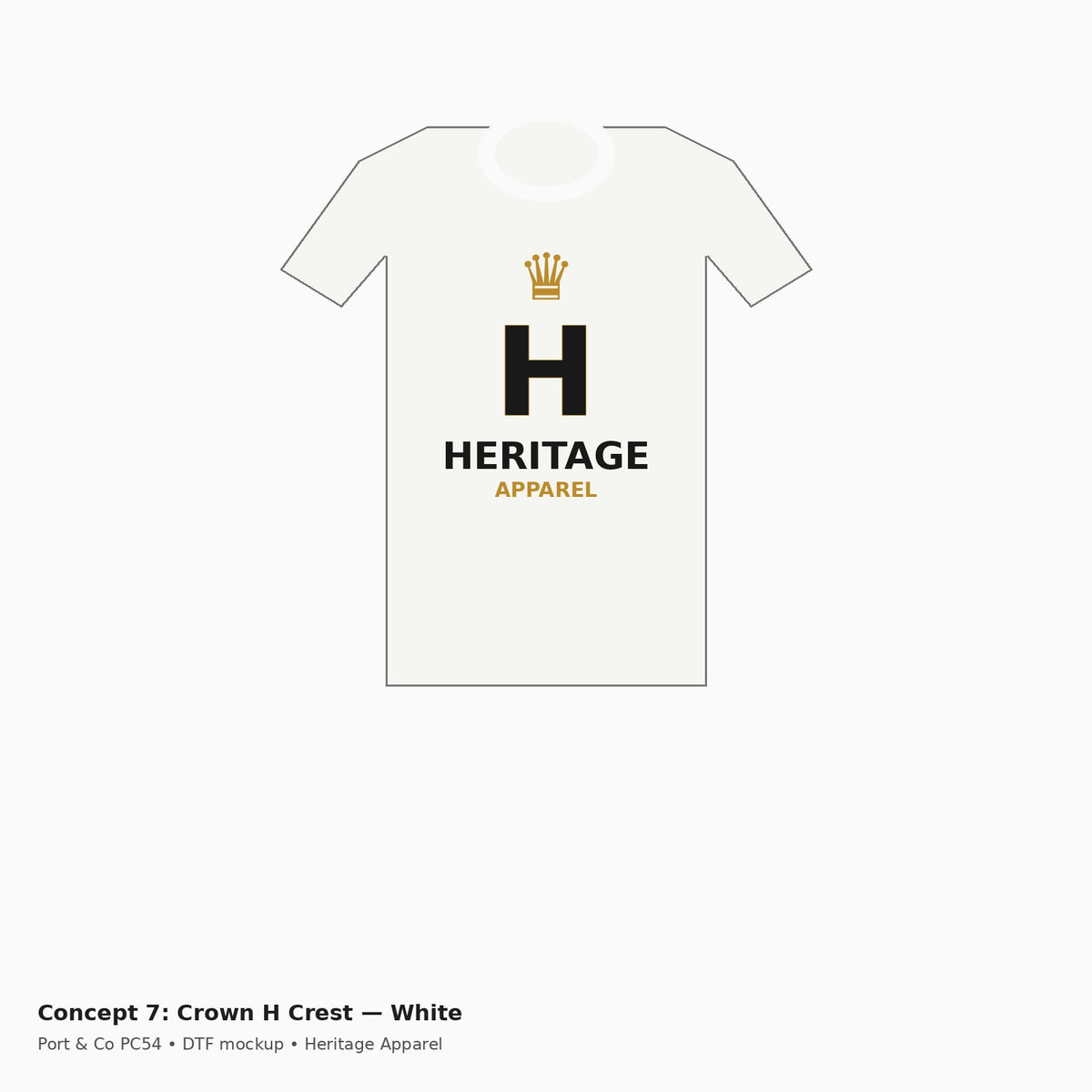 Heritage Crown H Crest PC54 Tee — White