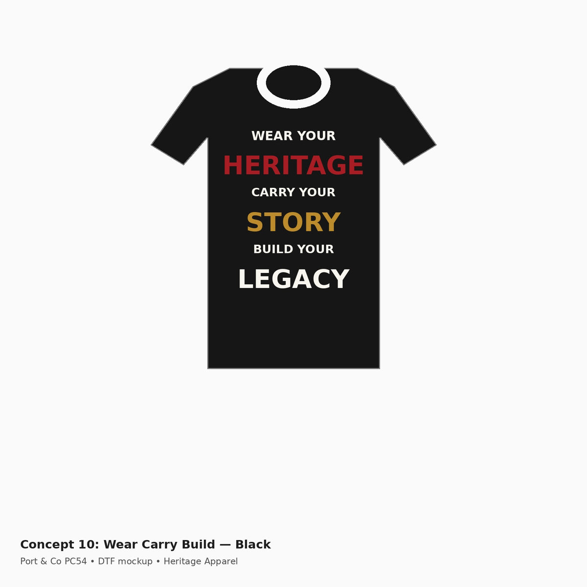 Heritage Wear Carry Build PC54 Tee — Black
