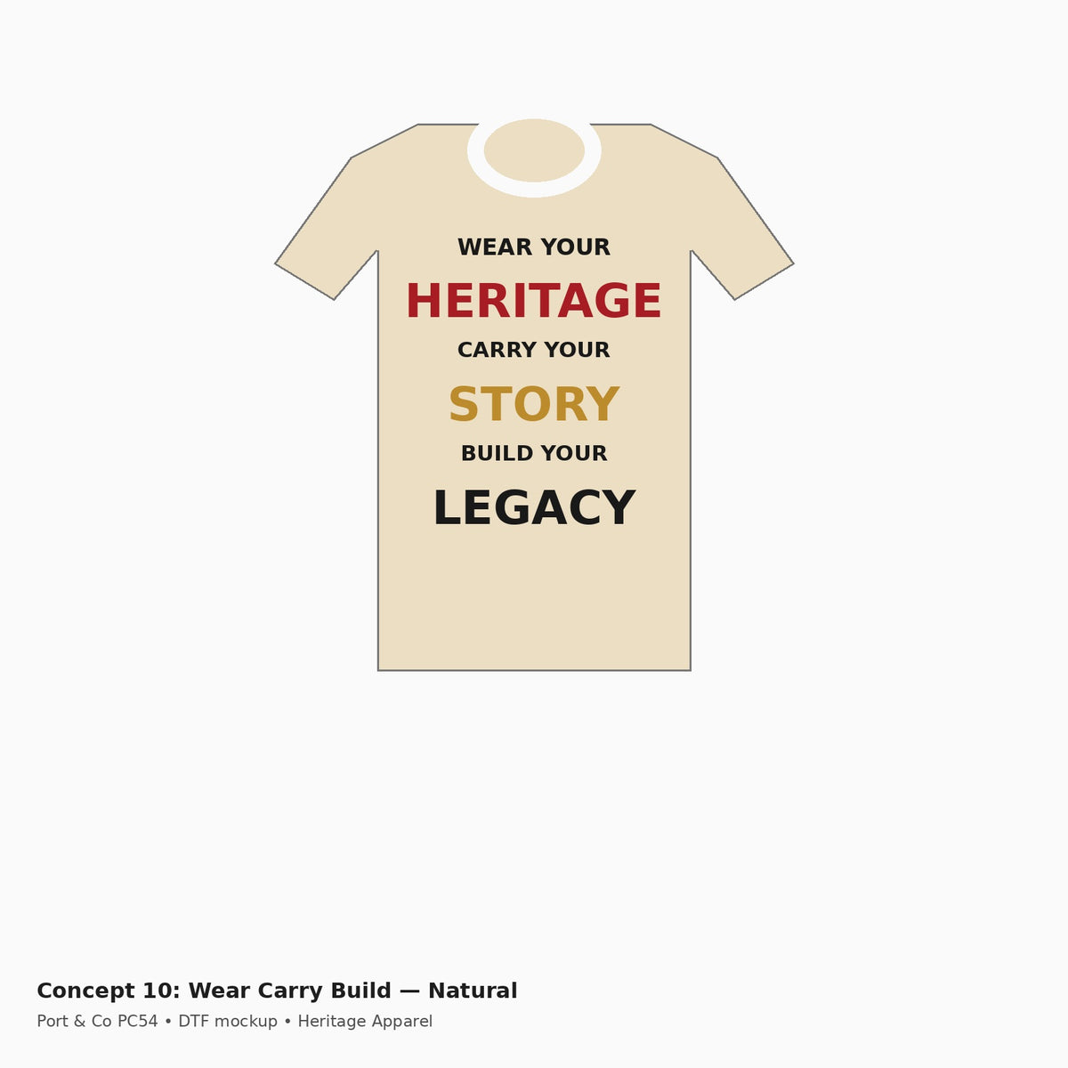 Heritage Wear Carry Build PC54 Tee — Natural