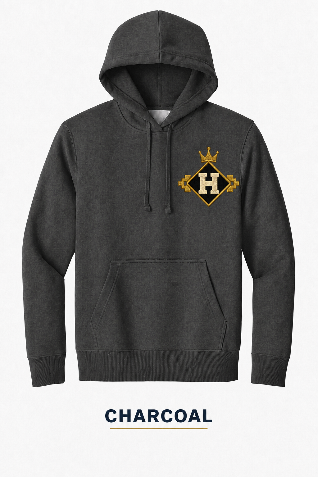 Heritage Geometric Diamond Crest Heavyweight Hoodie — Charcoal