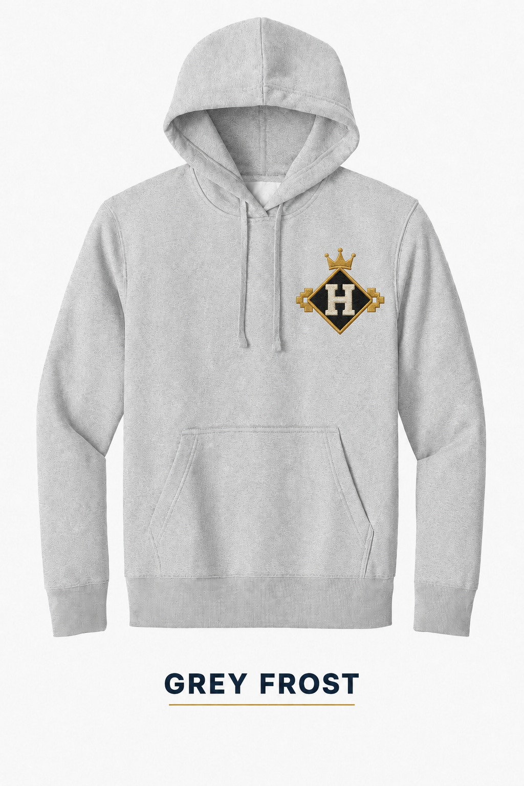 Heritage Geometric Diamond Crest Heavyweight Hoodie — Grey Frost