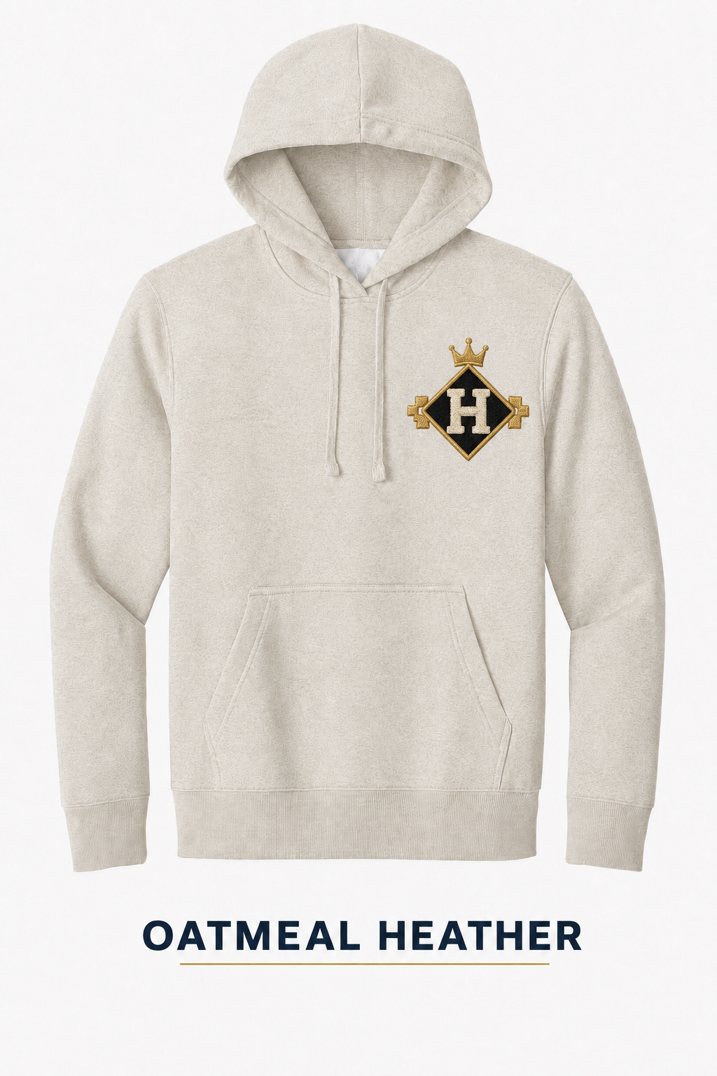 Heritage Geometric Diamond Crest Heavyweight Hoodie — Oatmeal Heather