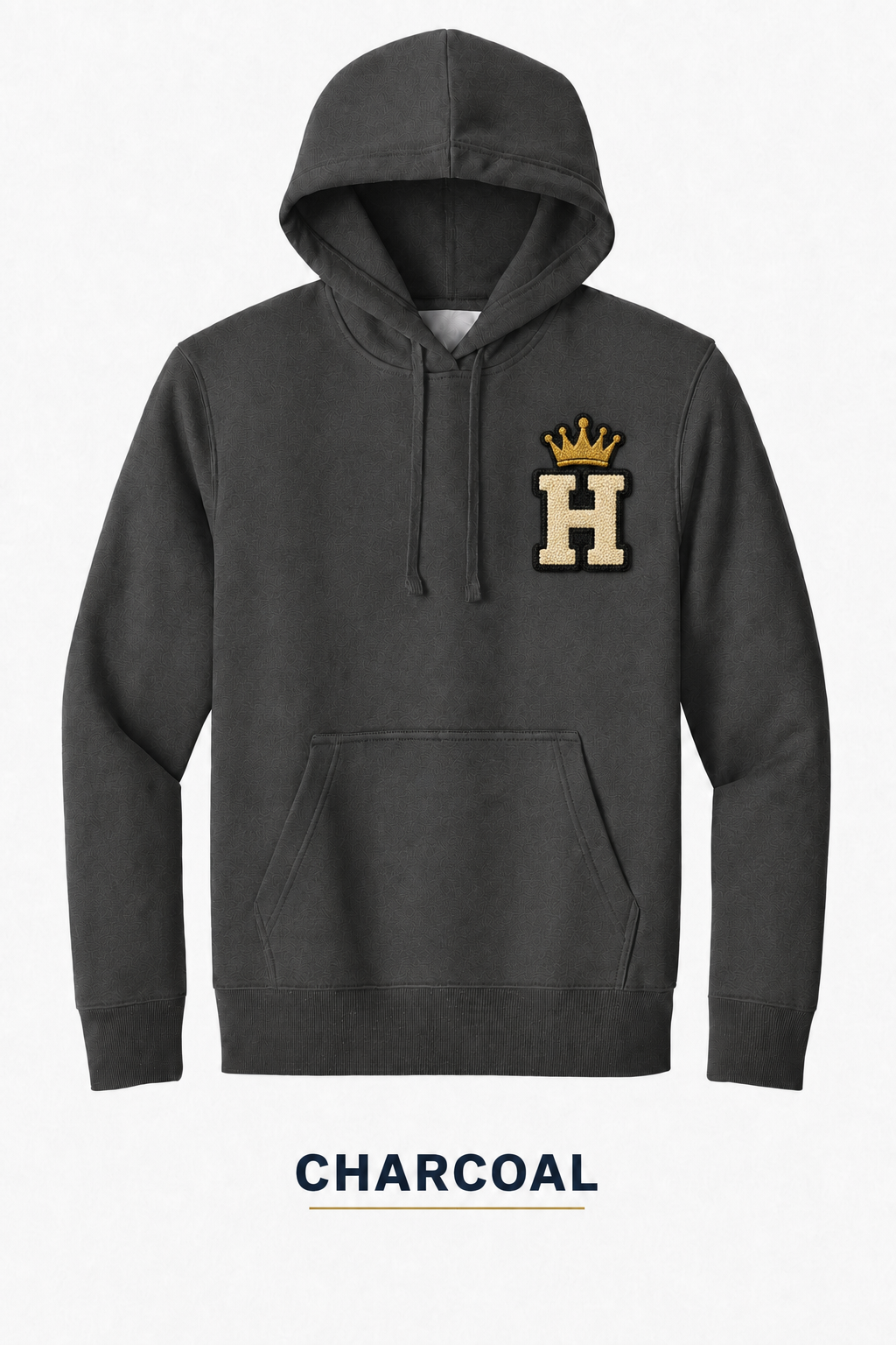 Heritage Minimal Crown H Heavyweight Hoodie — Charcoal