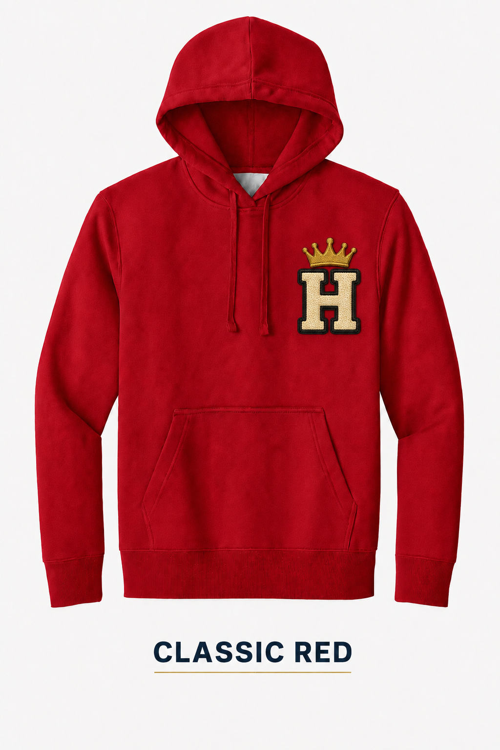 Heritage Minimal Crown H Heavyweight Hoodie — Classic Red