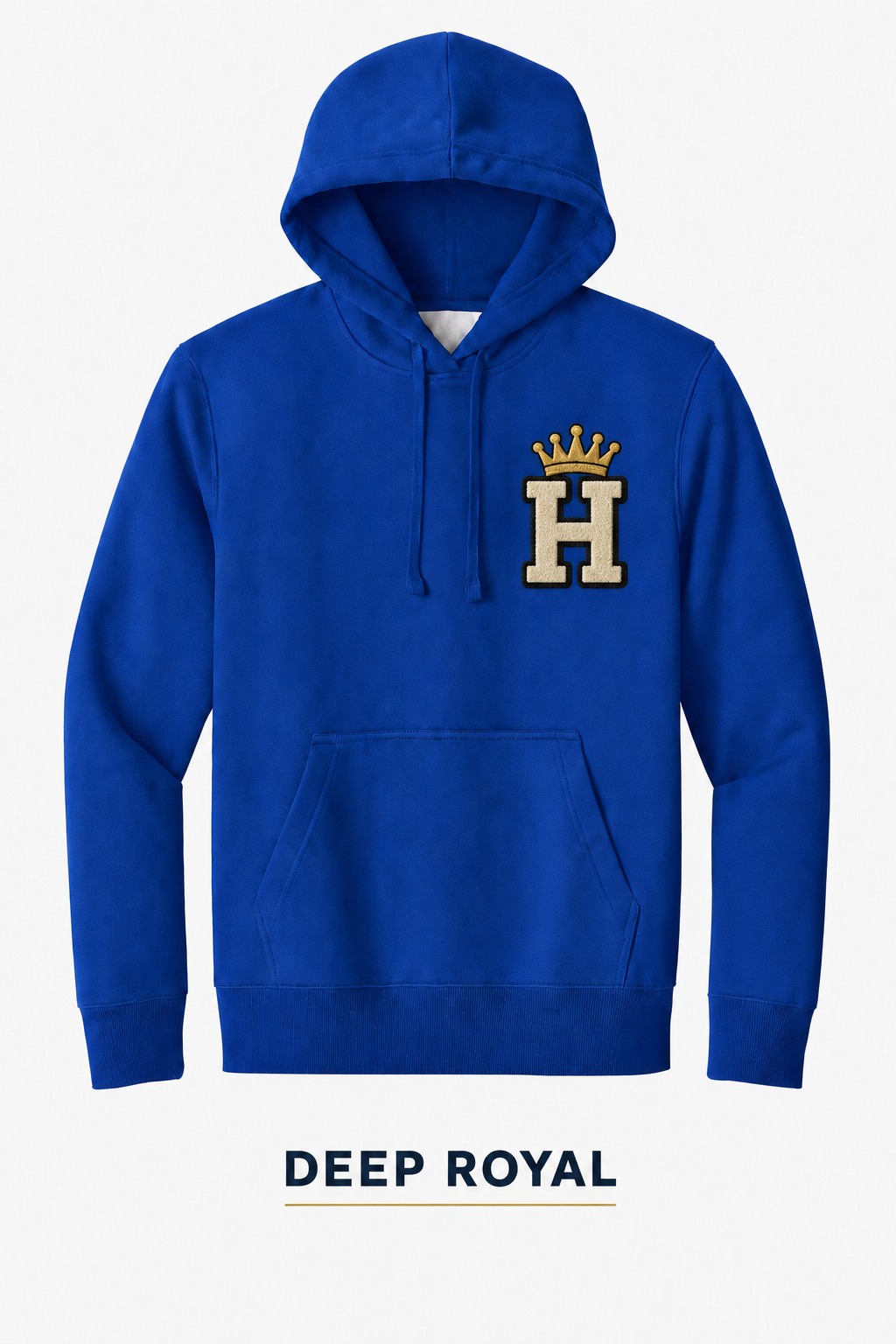 Heritage Minimal Crown H Heavyweight Hoodie — Deep Royal