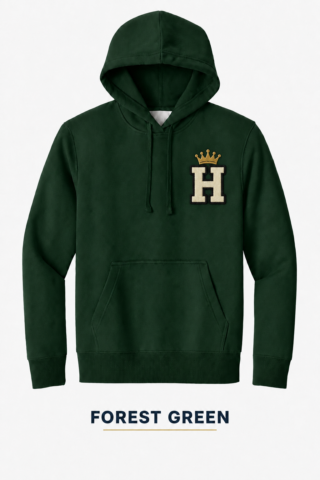 Heritage Minimal Crown H Heavyweight Hoodie — Forest Green