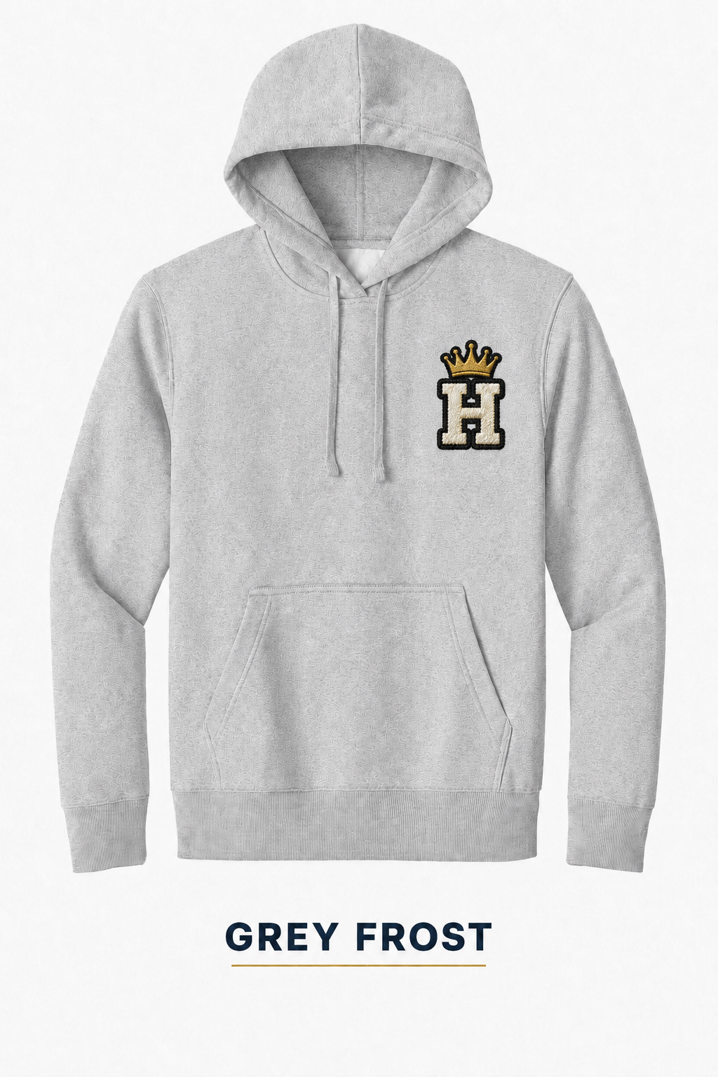 Heritage Minimal Crown H Heavyweight Hoodie — Grey Frost