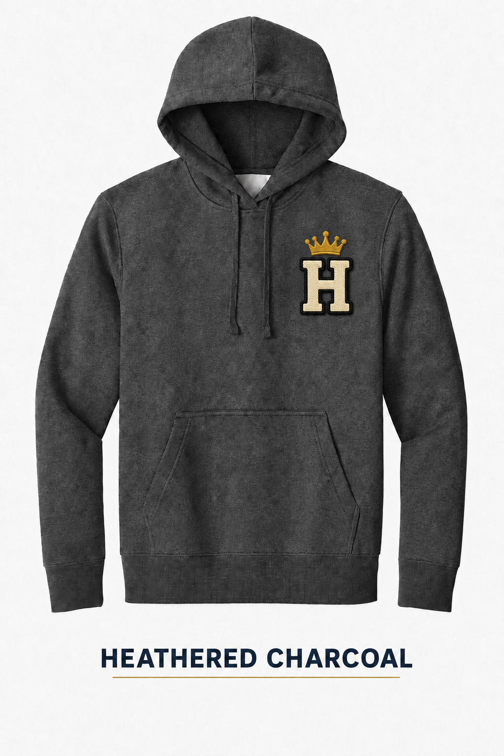 Heritage Minimal Crown H Heavyweight Hoodie — Heathered Charcoal
