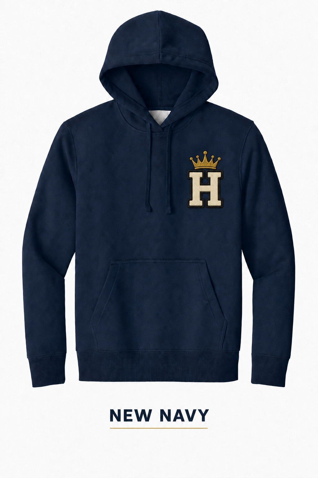 Heritage Minimal Crown H Heavyweight Hoodie — New Navy