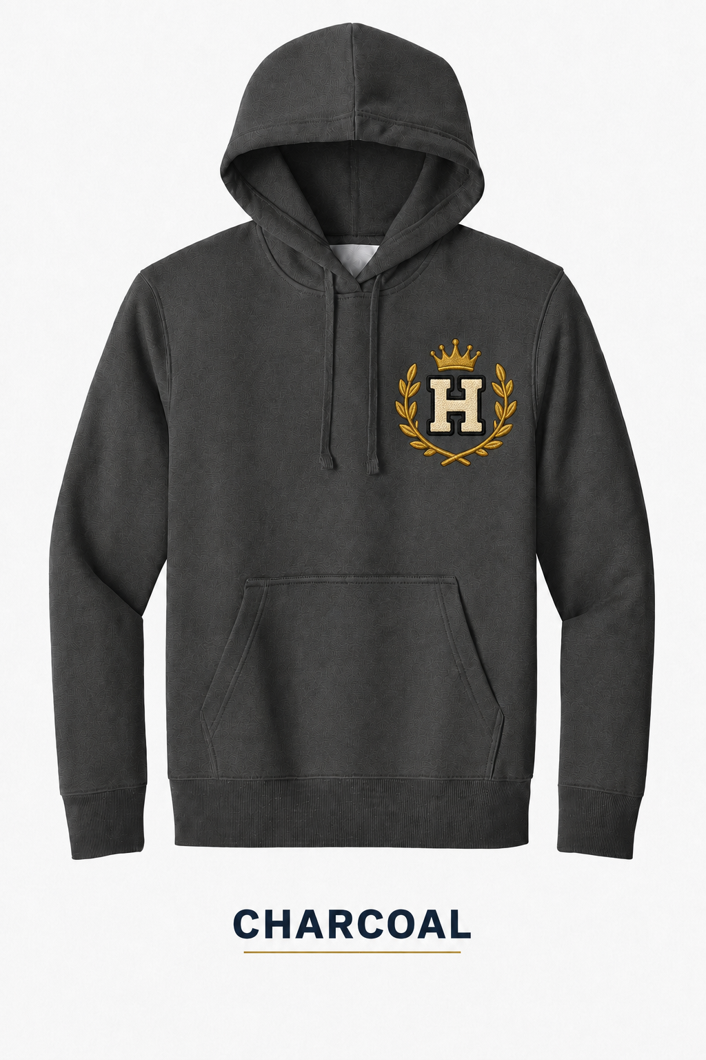 Heritage Royal Laurel Monogram Heavyweight Hoodie — Charcoal