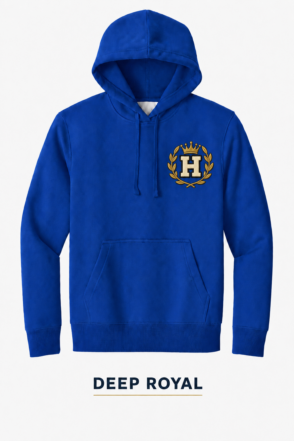 Heritage Royal Laurel Monogram Heavyweight Hoodie — Deep Royal