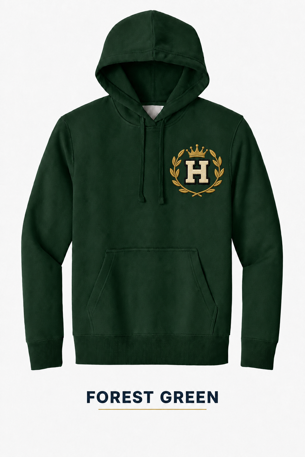 Heritage Royal Laurel Monogram Heavyweight Hoodie — Forest Green