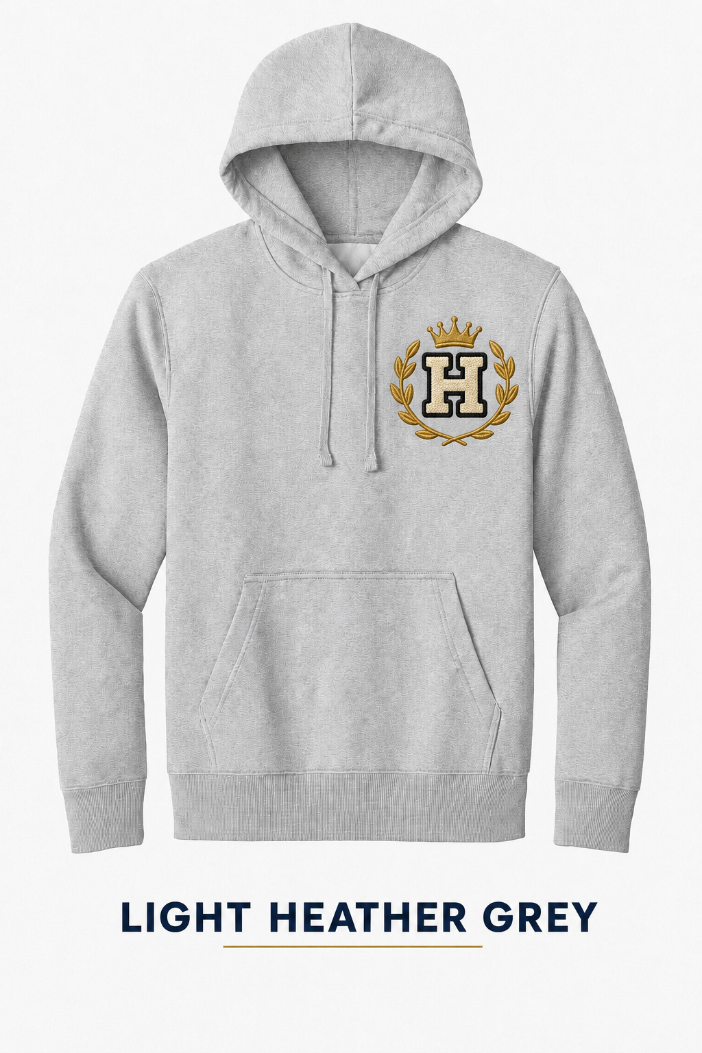 Heritage Royal Laurel Monogram Heavyweight Hoodie — Light Heather Grey