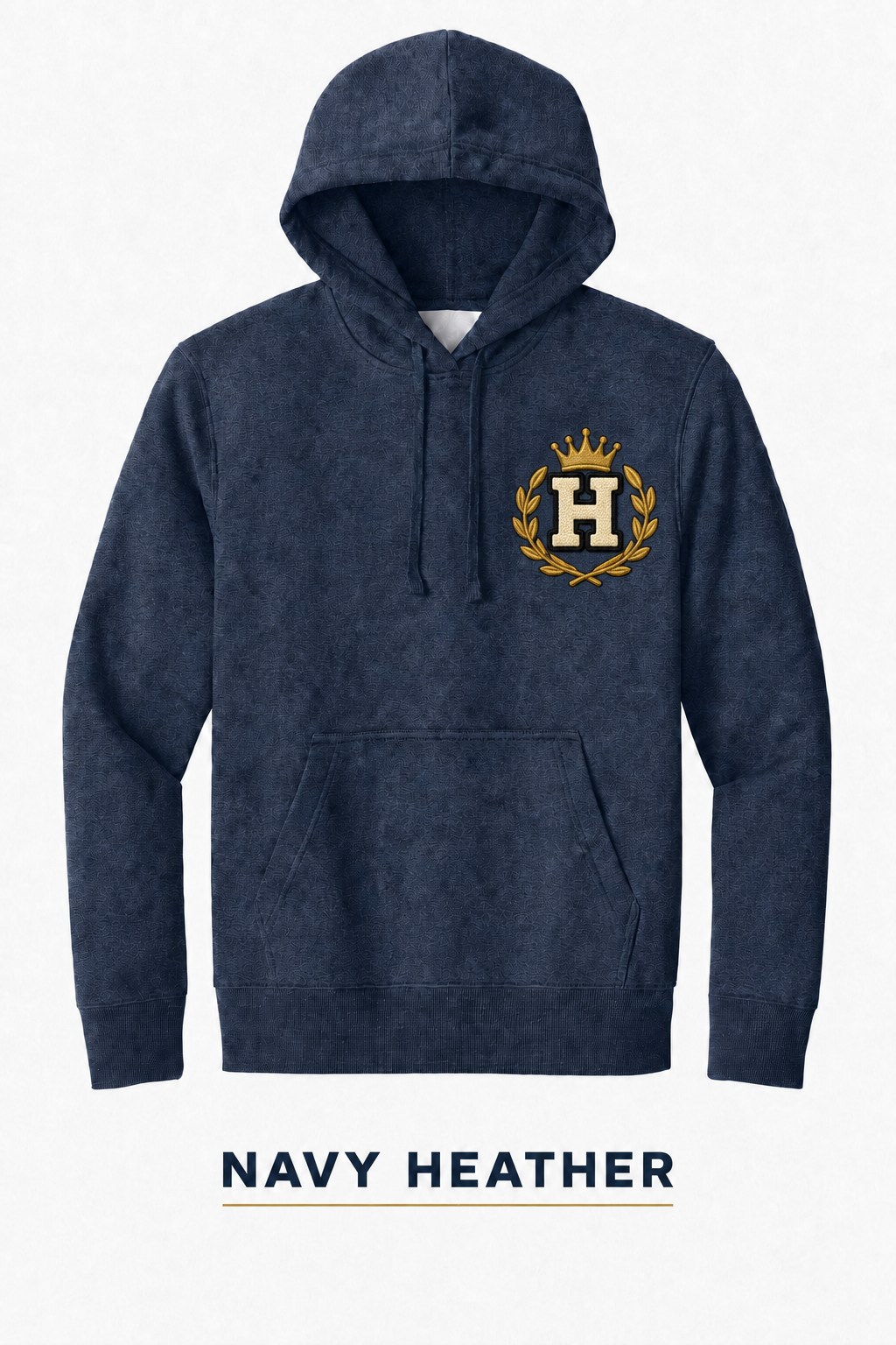 Heritage Royal Laurel Monogram Heavyweight Hoodie — Navy Heather