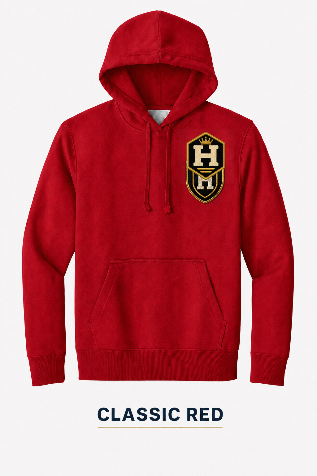 Heritage Hexagonal Streetwear Badge Heavyweight Hoodie — Classic Red