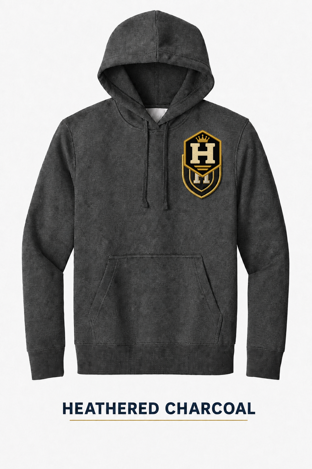 Heritage Hexagonal Streetwear Badge Heavyweight Hoodie — Heathered Charcoal