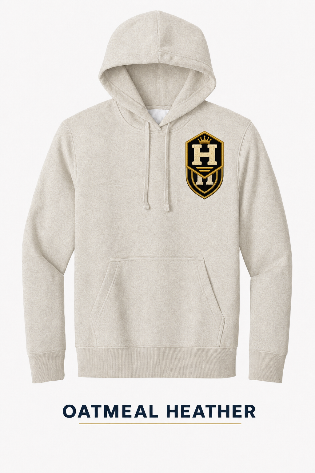 Heritage Hexagonal Streetwear Badge Heavyweight Hoodie — Oatmeal Heather