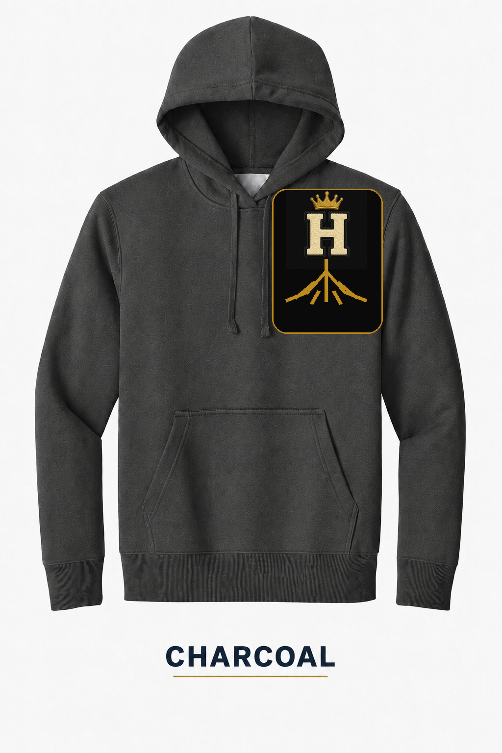 Heritage Rooted Crest Heavyweight Hoodie — Charcoal