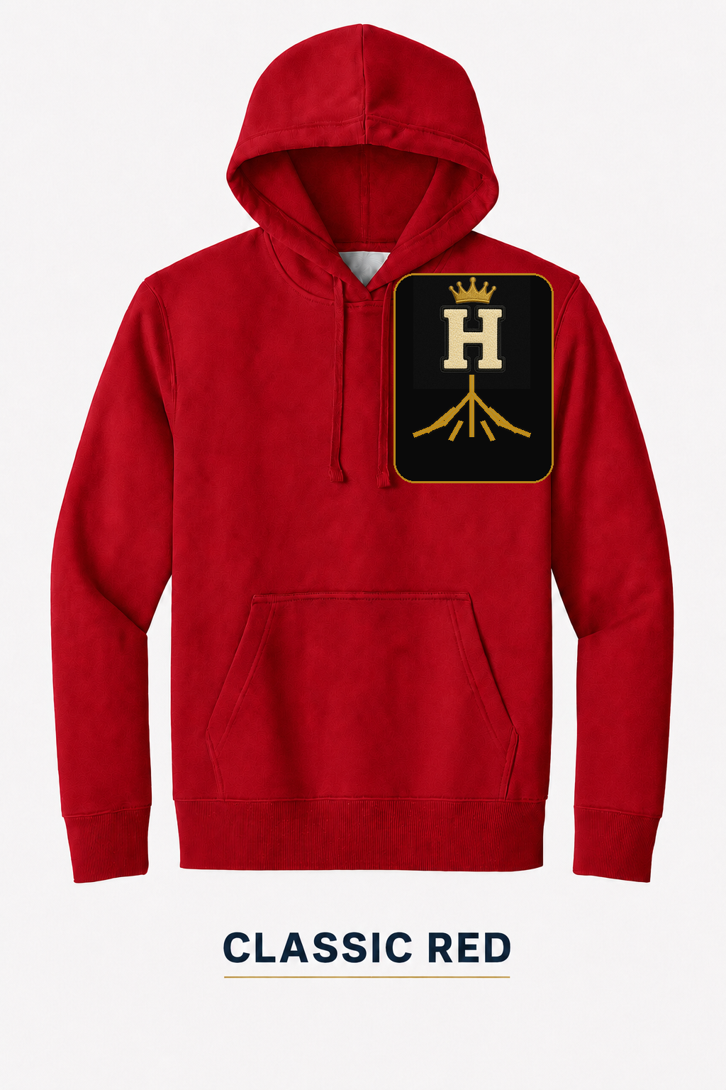 Heritage Rooted Crest Heavyweight Hoodie — Classic Red