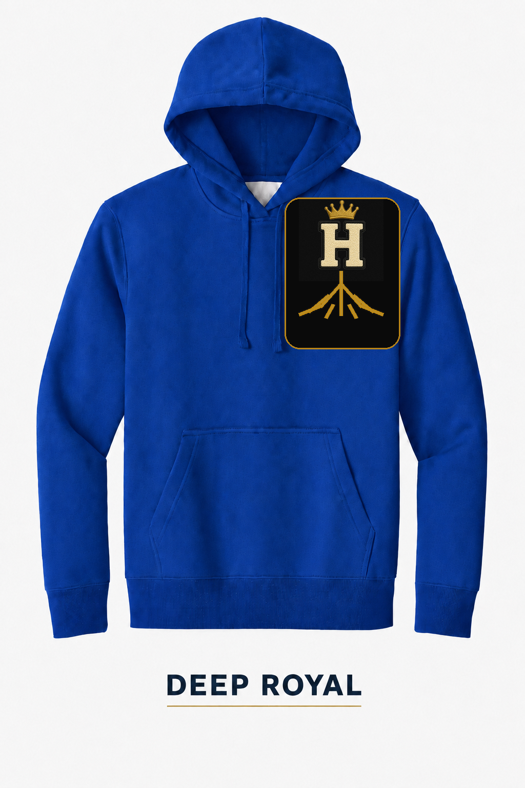 Heritage Rooted Crest Heavyweight Hoodie — Deep Royal