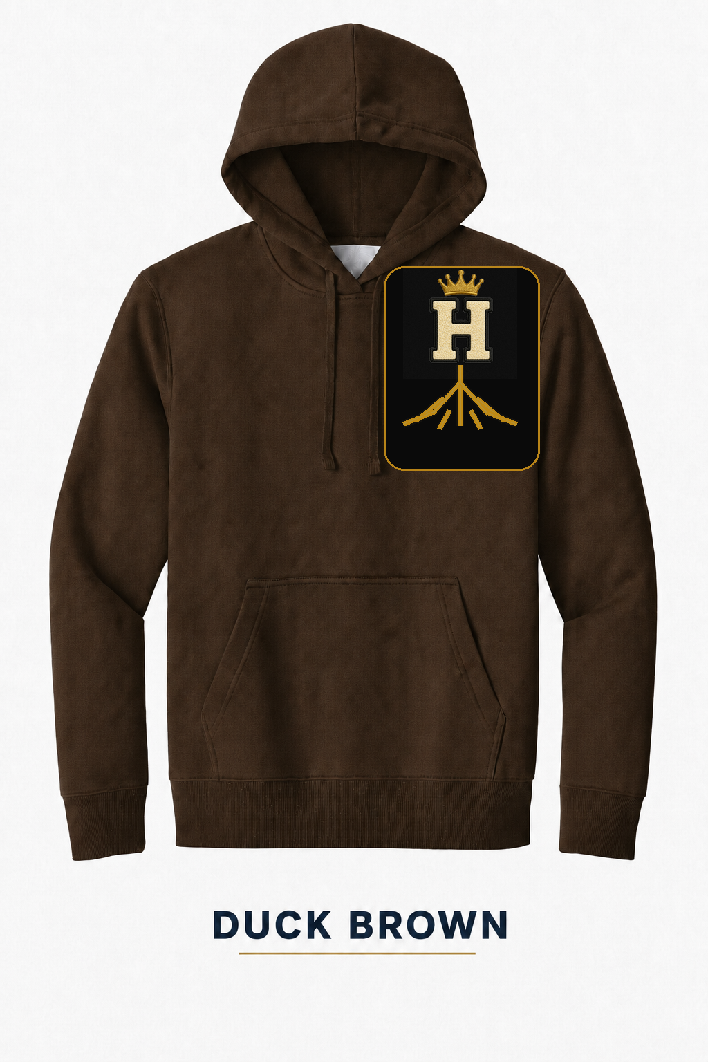 Heritage Rooted Crest Heavyweight Hoodie — Duck Brown