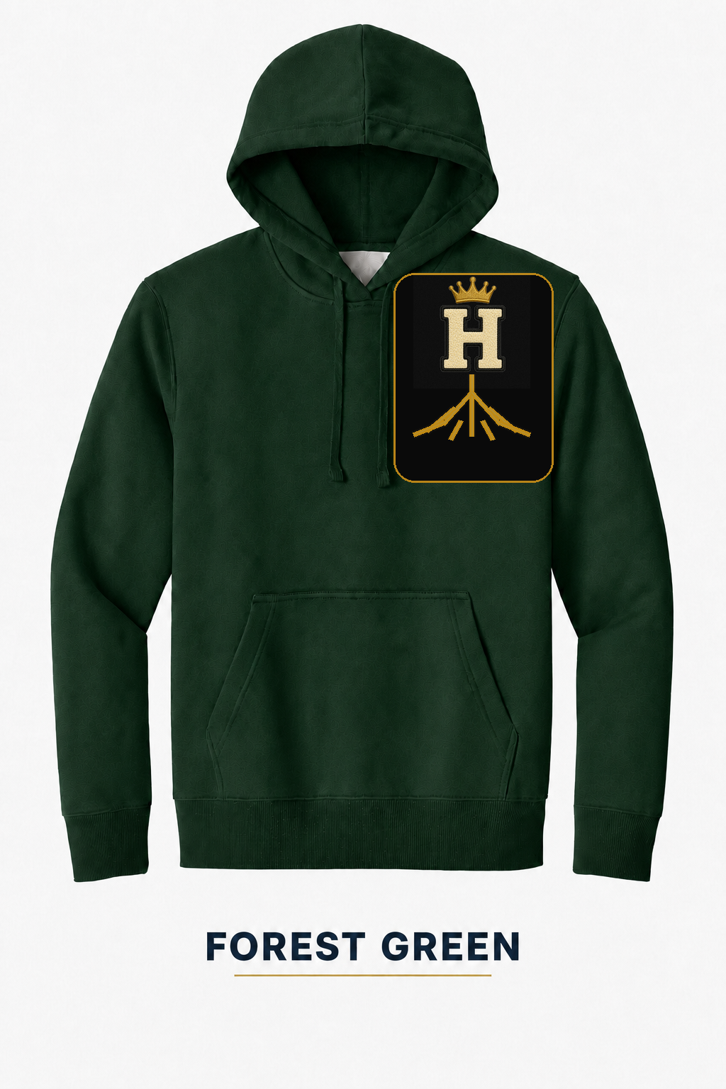 Heritage Rooted Crest Heavyweight Hoodie — Forest Green