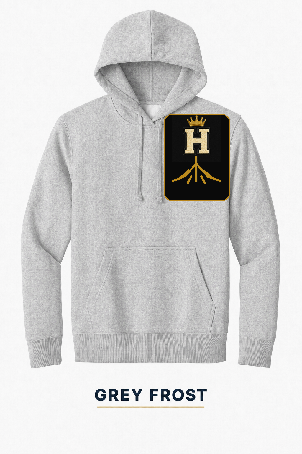 Heritage Rooted Crest Heavyweight Hoodie — Grey Frost