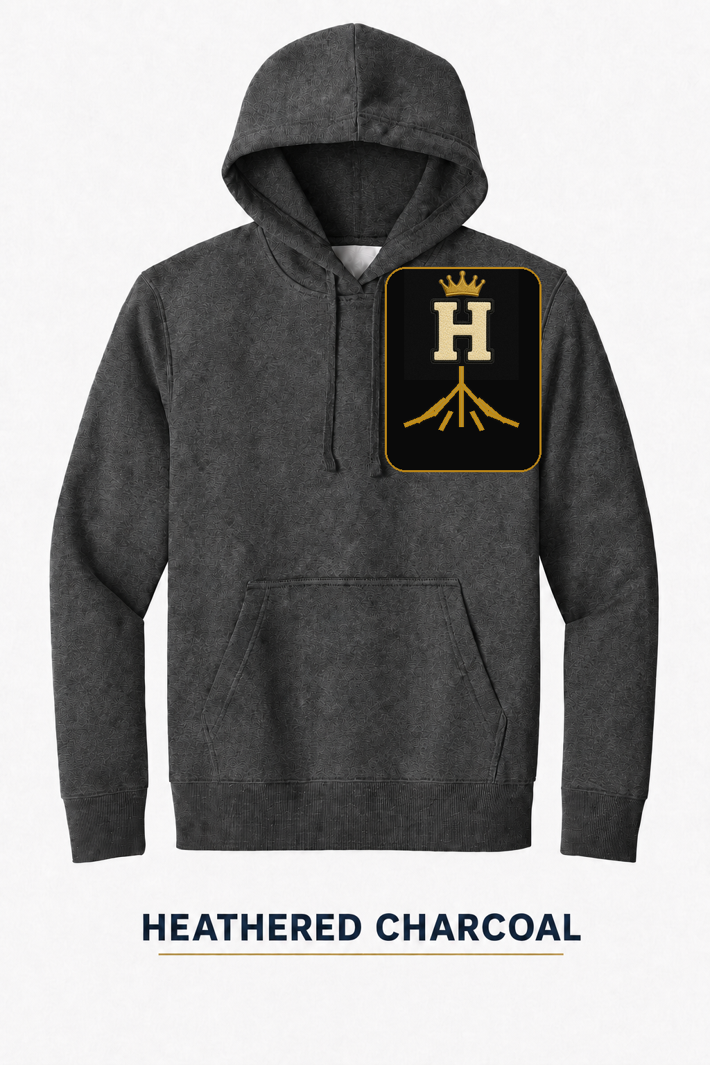 Heritage Rooted Crest Heavyweight Hoodie — Heathered Charcoal