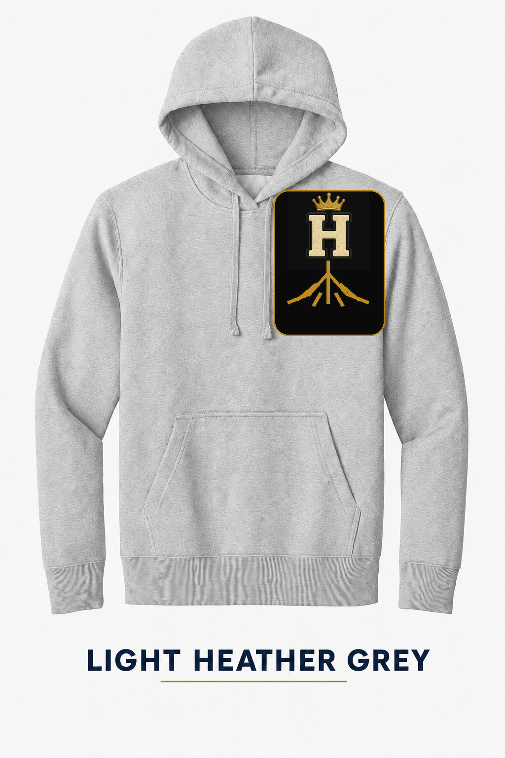 Heritage Rooted Crest Heavyweight Hoodie — Light Heather Grey