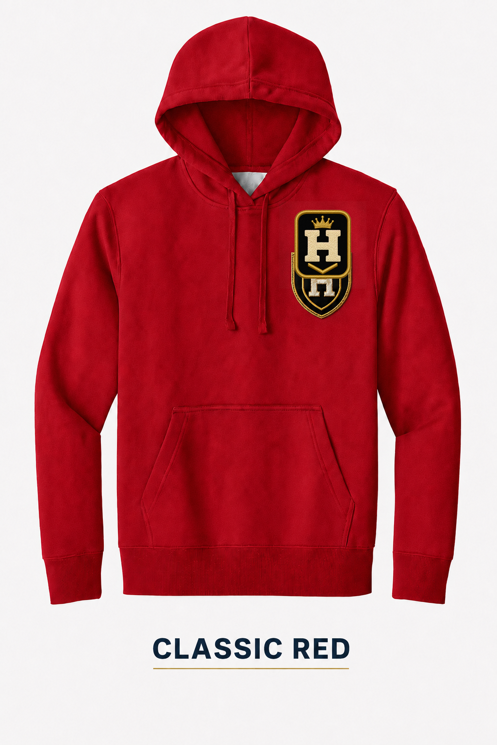 Heritage Legacy Crown Badge Heavyweight Hoodie — Classic Red