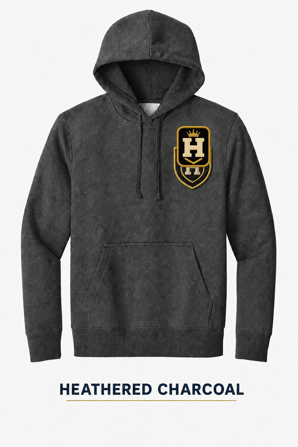 Heritage Legacy Crown Badge Heavyweight Hoodie — Heathered Charcoal