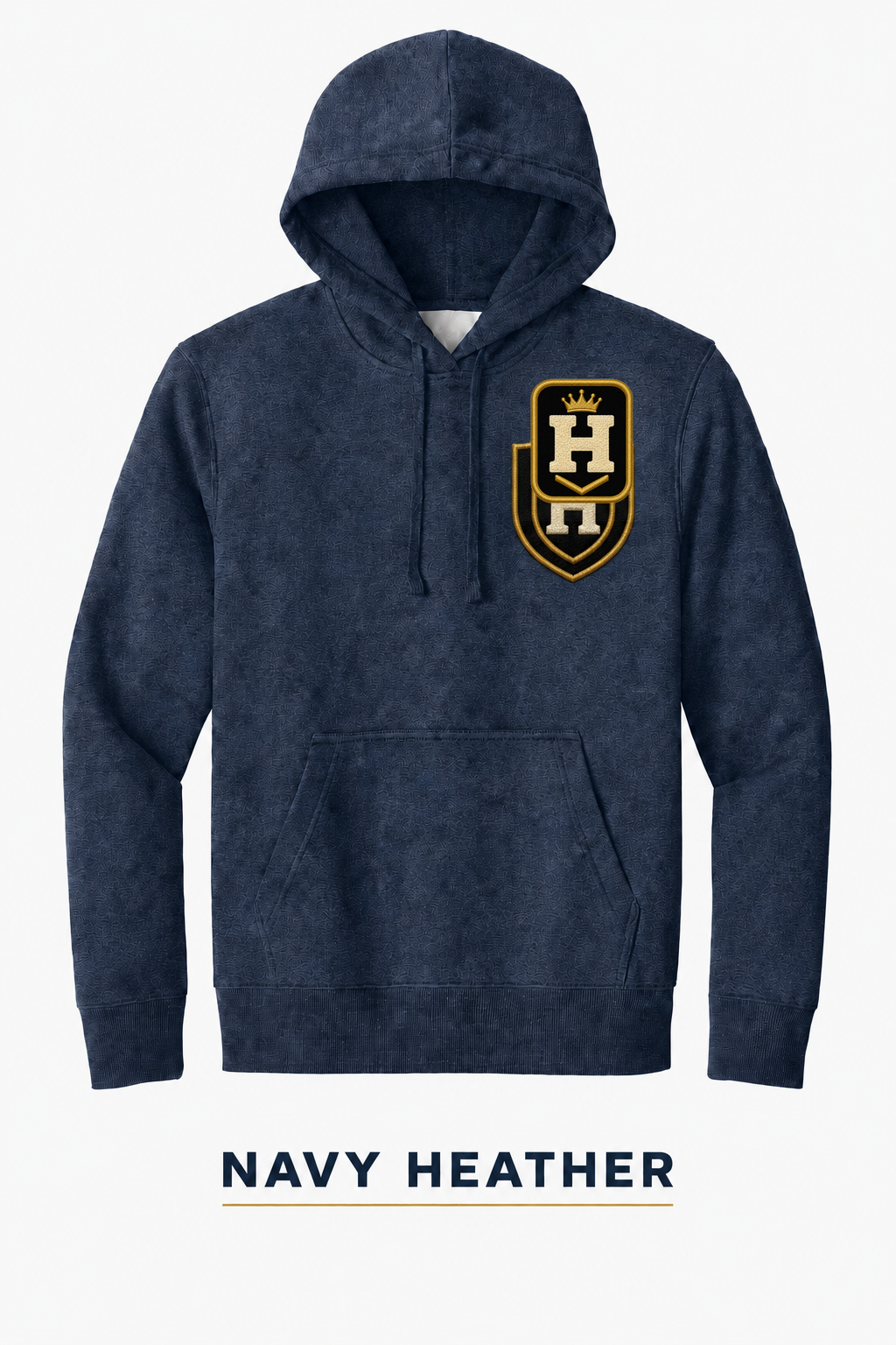 Heritage Legacy Crown Badge Heavyweight Hoodie — Navy Heather
